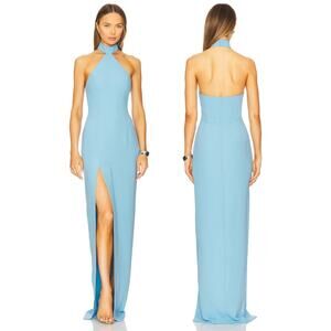 Amanda Uprichard Queen Gown Halter Formal Gala Party Cocktail Guest Prom Blue XS